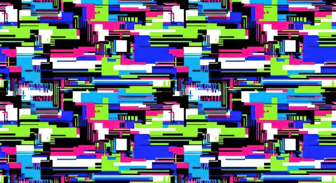 Vibrant colorful digital glitch pattern.