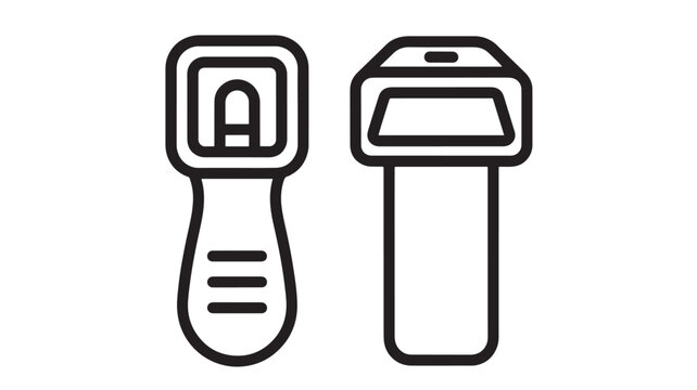 Barcode Scanner Icon and Handheld Device Label for Retail Checkout, Inventory Counting, Logistics Tracking and E-Commerce Automation