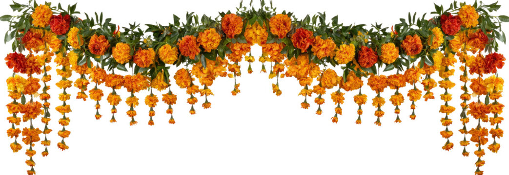 Archway Decorated with Orange and Red Marigolds