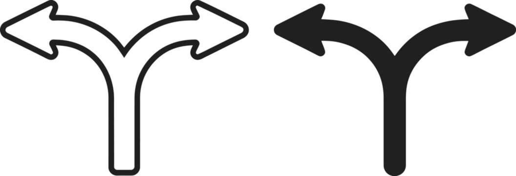 Split Icon Branching Path Symbol with Divided Direction Arrows, Workflow Separation Sign, Process Fork and Route Decision Vector Illustration