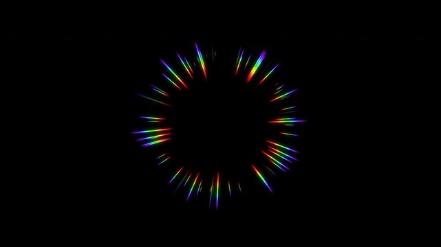 虹色の光彩を放ちながらキラリとした光のライトバースト(light burst)エフェクト