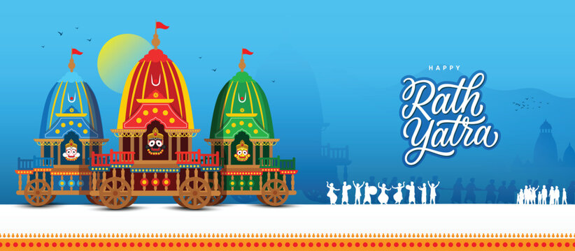 Happy Rath Yatra Hindu Festival Chariots,  Rath Yatra Festival Banner Design