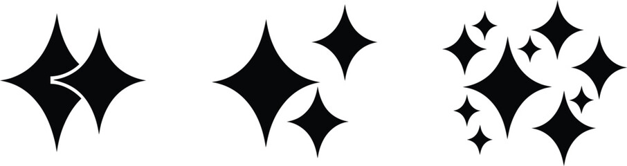 Obraz premium Star Icons Shine Symbols with Twinkling Stars, Sparkle Effects, Glint Marks, Gleam Elements and Radiant Decorative Vector Design