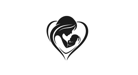 Fototapeta premium Maternal Love and Care Symbol of Mother and Baby in Heart Shape, Isolated White Background