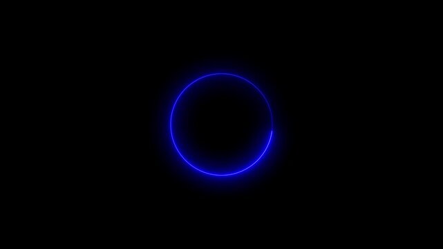 circle glow border, alpha channel, seamless loop, abstract glowing neon line cyan color circular lens animation neon light on black background, vertical design