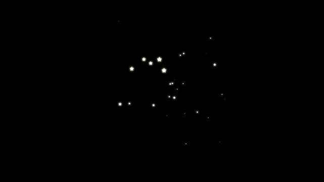 White glittering stars sparkle, glowing glitter particle light trail alpha channel loop animation.particle magic tail sparkling glitter star on black screen. 4k animison