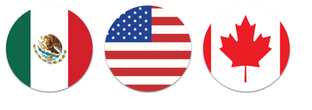 Three host nation flag Maxico, USA, Canda featuring world cup 2026