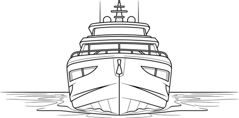 Luxury yacht bow, nautical vector illustration, boat front view, sailing vessel © KABIR678