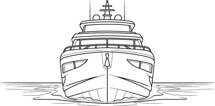 Luxury yacht bow, nautical vector illustration, boat front view, sailing vessel