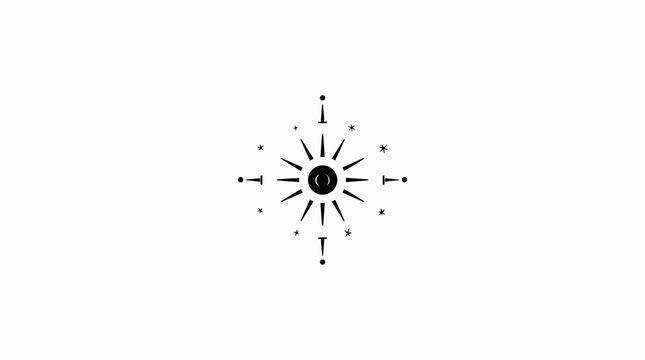 Minimalist celestial sun and star icon