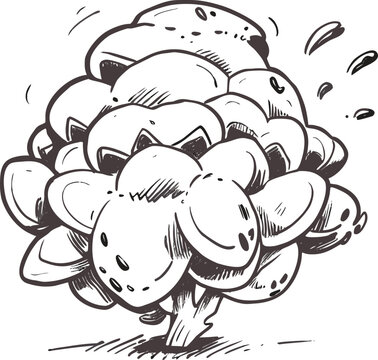 A hand drawn of a fresh head of broccoli vegetable