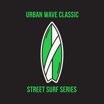 Urban Wave Graphic Series Surfboard Illustration For Street Surf Design