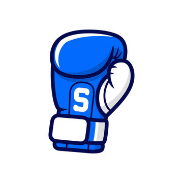 Vibrant Blue Boxing Glove With Number Five For Athletic Competition And Fitness