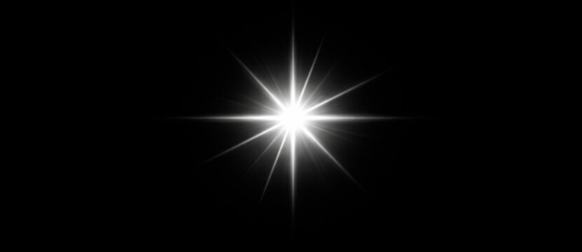 Golden lens flare burst with glowing rays for overlay use
