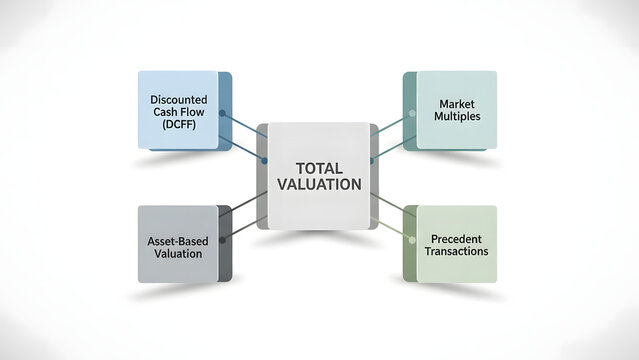 Business valuation, financial analysis, infographic template, Discounted Cash Flow, Market Multiples