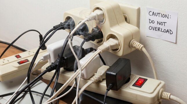 Multi plug adapter overloaded concept
