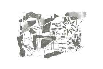 Obraz premium Torn paper sticker with retro vibe collage art elements in black and white