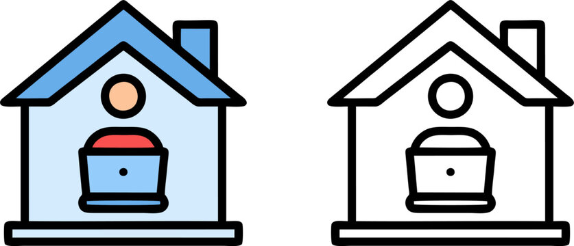 Home Office Remote Work Icon Vector Illustration