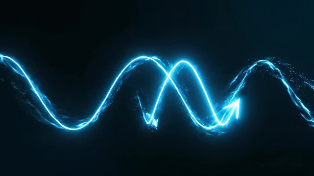 Single glowing blue arrow path trending upward