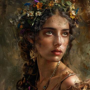 Portrait of Ancient Roman Woman in Classical Style
