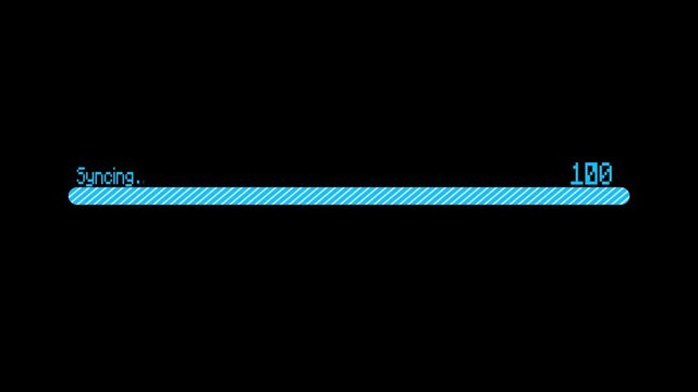 Syncing progress bar at 39 percent in blue loading percentage interface software