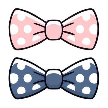 Two polka dot bow ties, pink and blue