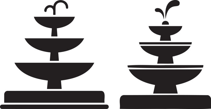 Outdoor fountain with water tiers and splashing water.