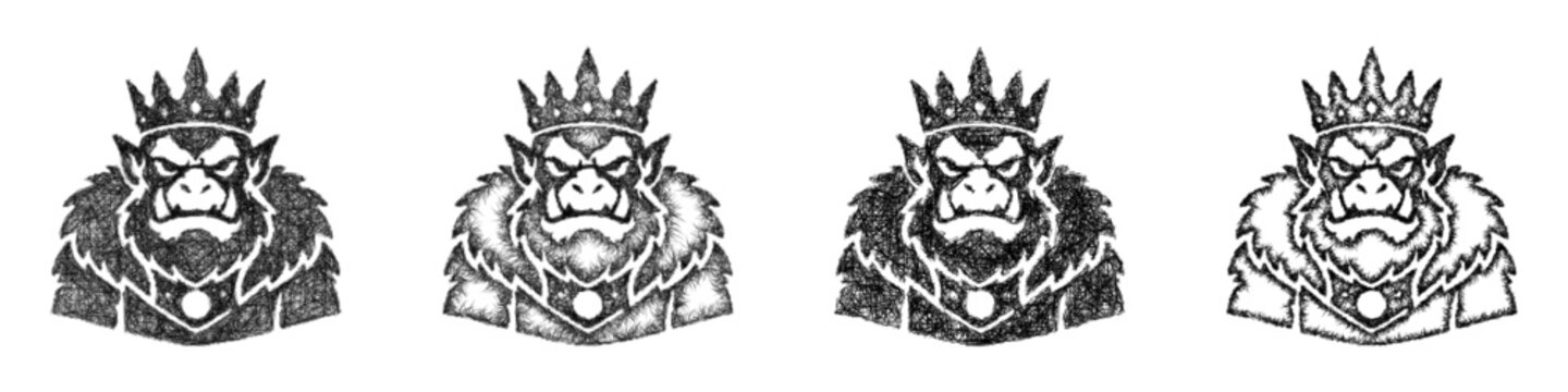 Sketch orc king icon design set