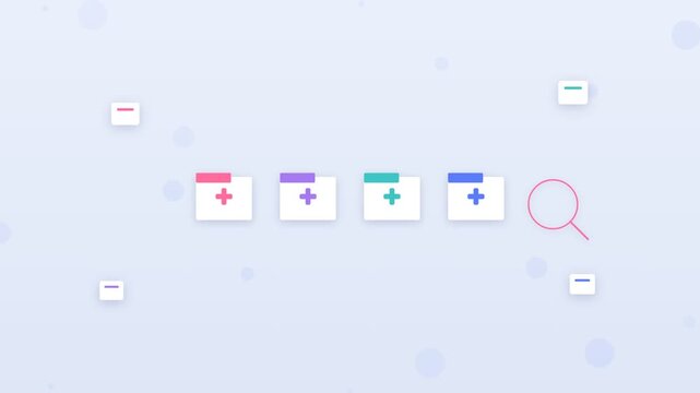 Flat design electronic medical record search scanning patient folders