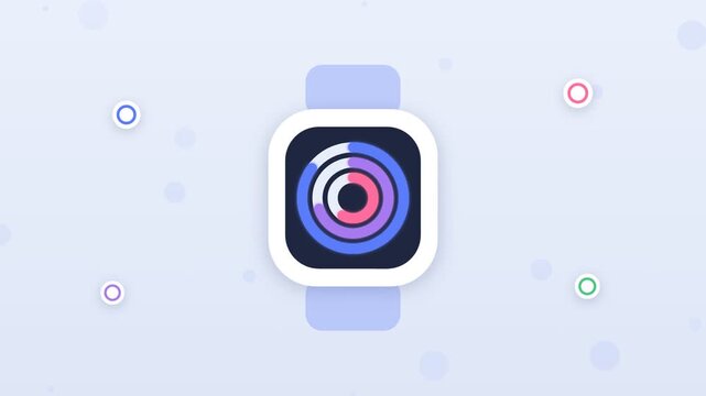 Flat design wearable fitness data syncing from smartwatch to tablet