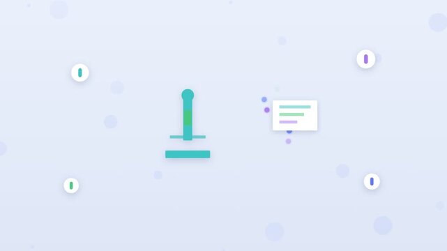 Flat design laboratory AI analysis with microscope data into AI chip