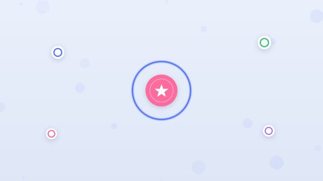 Abstract colorful target circles with star icon flat design animation for achievement and success concept