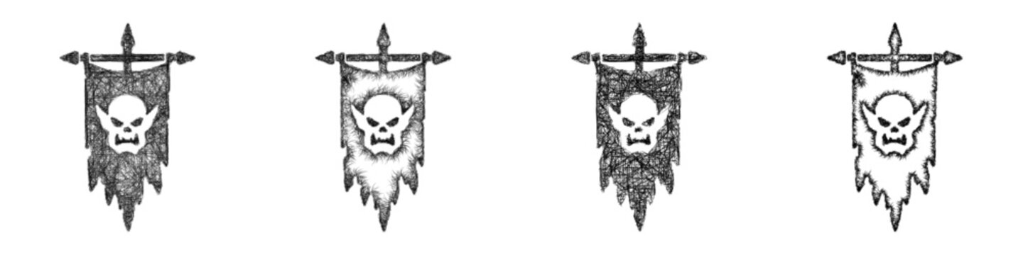 Sketch orc banner icon design set