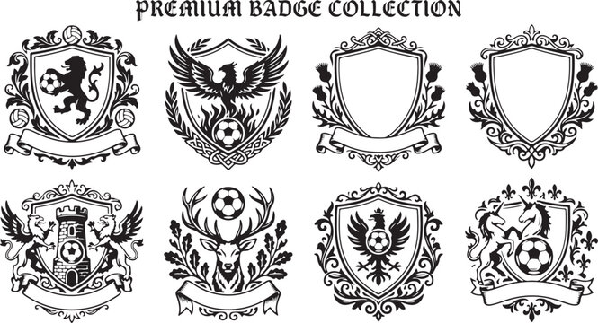Vintage Heraldic Lion Crest with Swirls and Banner Illustration