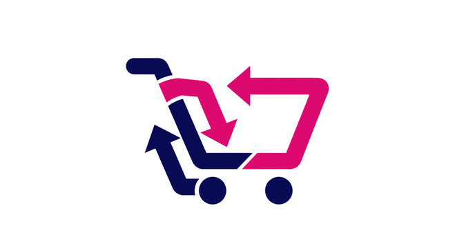 Innovative Shopping Cart Design With Arrows Represents Seamless Online Business Interactions