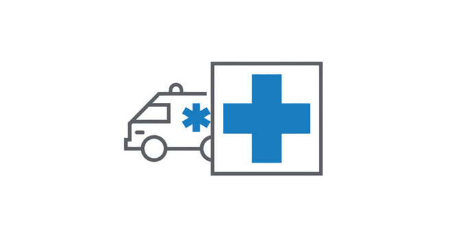 Medical Ambulance And Emblem Illustrative Design Concept For Health And Emergency Services
