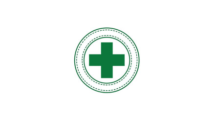 Fototapeta premium Medical Cross Symbol Inside Circle With Dotted Border, On Isolated White Background