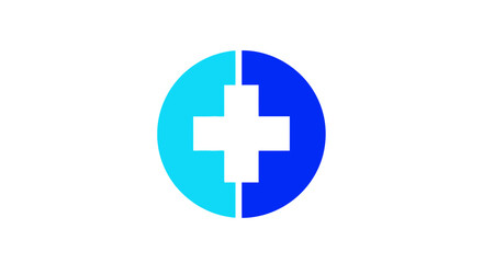 Fototapeta premium Medical Cross Symbol Within a Blue and Cyan Circle Represents Healthcare and Assistance