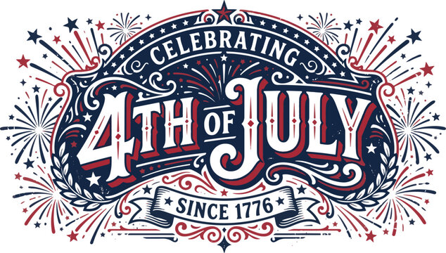 American flag theme geometric heart and star collection for 4th of July design elements