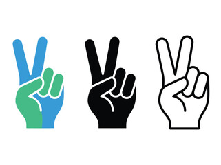 Obraz premium Peace sign hand gestures in blue, black, and white Vector