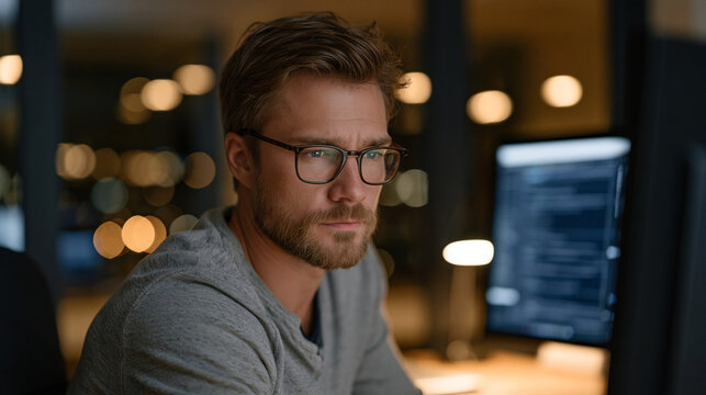 Corporate insider threat analyst reviewing behavioral analytics dashboards showing anomalous employee access patterns across an enterprise network, security operations desk,