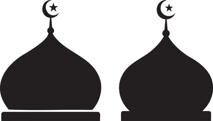 Mosque dome silhouette with star and crescent. © FF