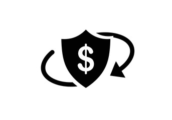 Fototapeta premium A very unique and professional looking black shield silhouette with perfect white dollar sign and curved arrow