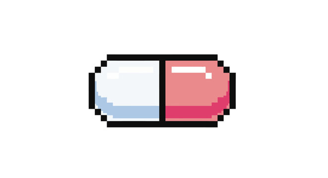 Closeup of a red white pill.