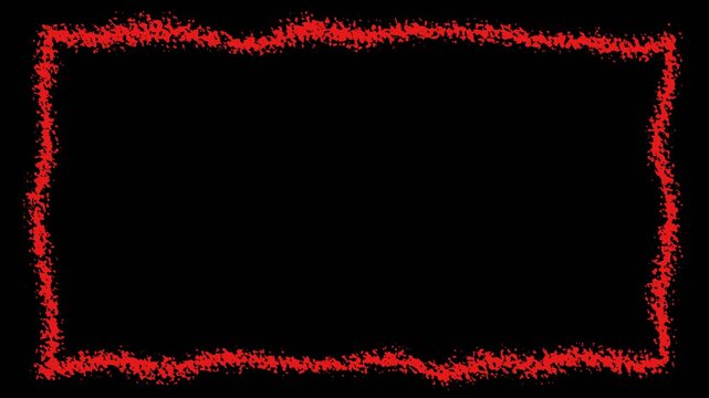 Red Grunge Chalk Frame Border Stop Motion Outline on Transparent Background