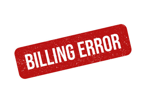 Red grunge rubber stamp with the text billing error inside the frame