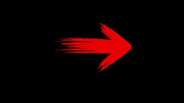 Right Arrow Red Brush Stroke Transition Overlay Animation 4K with Alpha Channel - Red Version