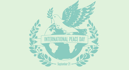 Obraz premium Minimalist vector graphic of a dove flying over the Earth globe for International Peace Day on September 21st event Peace Day