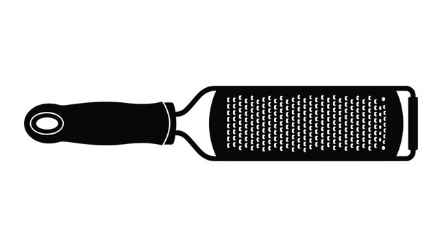 Black Silhouette Of A Microplane Grater On A White Background Silhouette