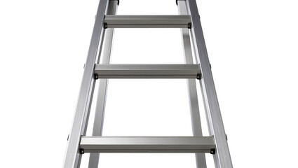 Isolated metal ladder with several rungs extending upwards, industrial tool for climbing © Conor